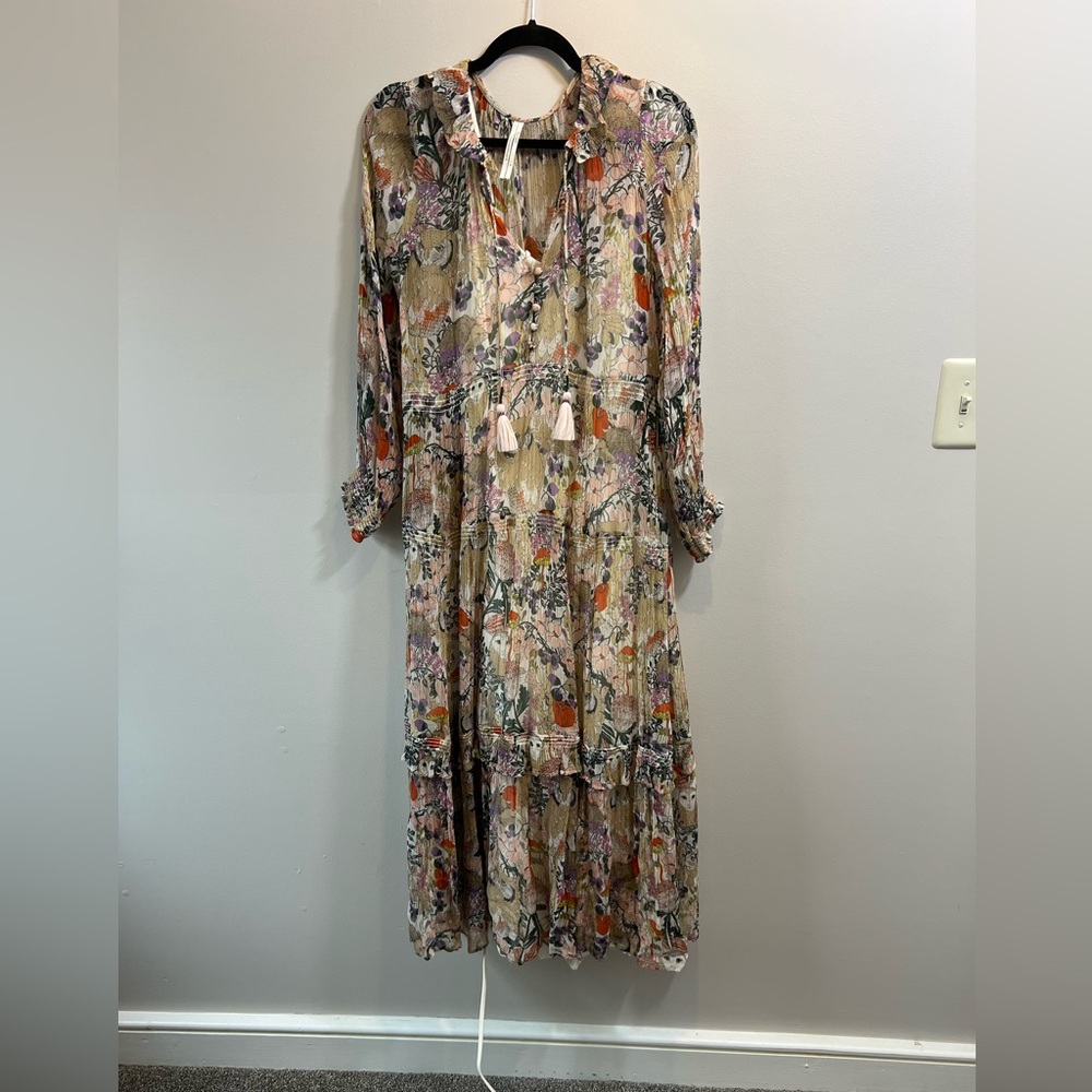 By Anthropologie Floral Print Maxi Dress with Slip